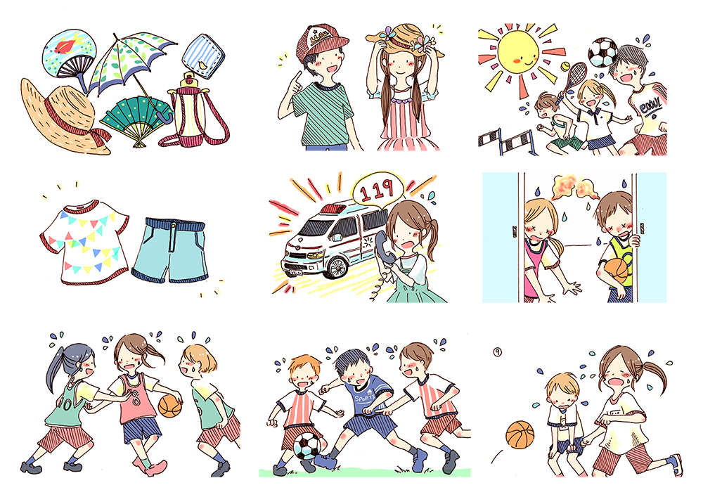 健康教室７月号 東山書房様 Shimadaetsuko S Illustration